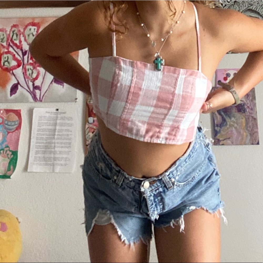 Gingham Crop Spaghetti